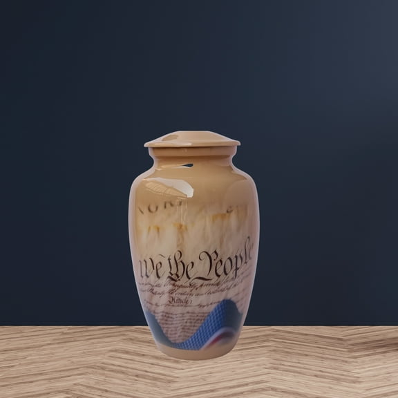 U.S. Constitution Patriotic Large Adult Cremation Urn for Human Ashes With Velvet Bag