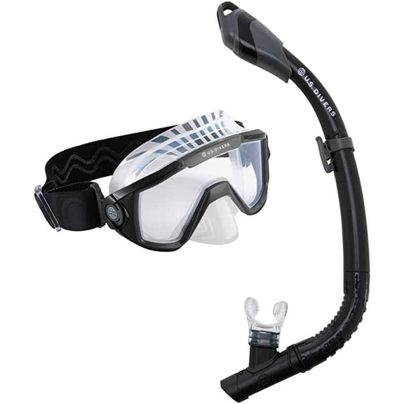 U.S. Divers Avila Unisex Adult Snorkel Combo - Curved 2-Window Lens for Panoramic Vision, Anti-Fog, Dry Top Snorkel, Full-Flex Section for Comfort - Explore Series, Octo