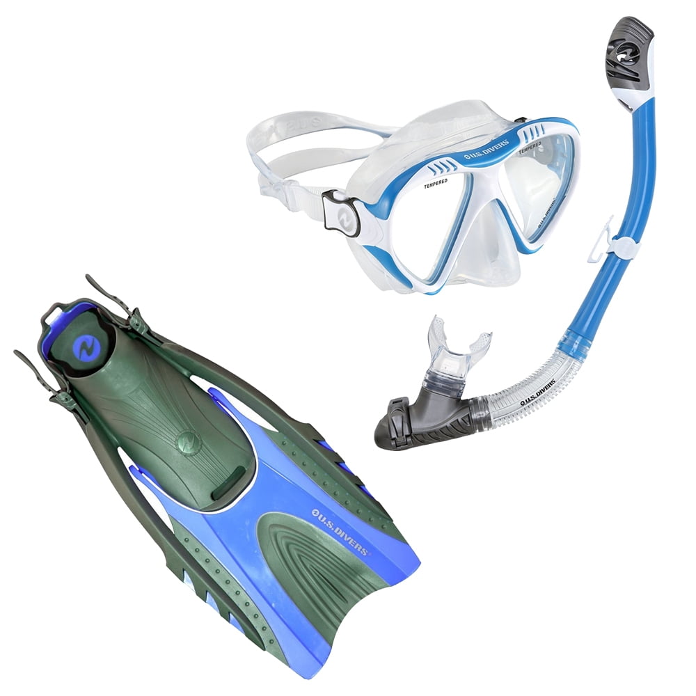 U.S. Divers Hingeflex II Diving Fins + LX Purge Mask & Tucsan LX Snorkel Combo