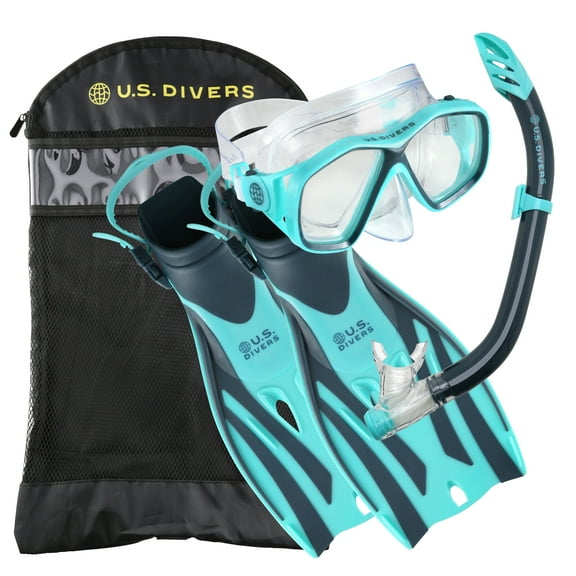 U.S. Divers Playa Adult Snorkeling Set - Mask, Fins, Snorkel, and Gear Bag Included - L/XL (Blue)