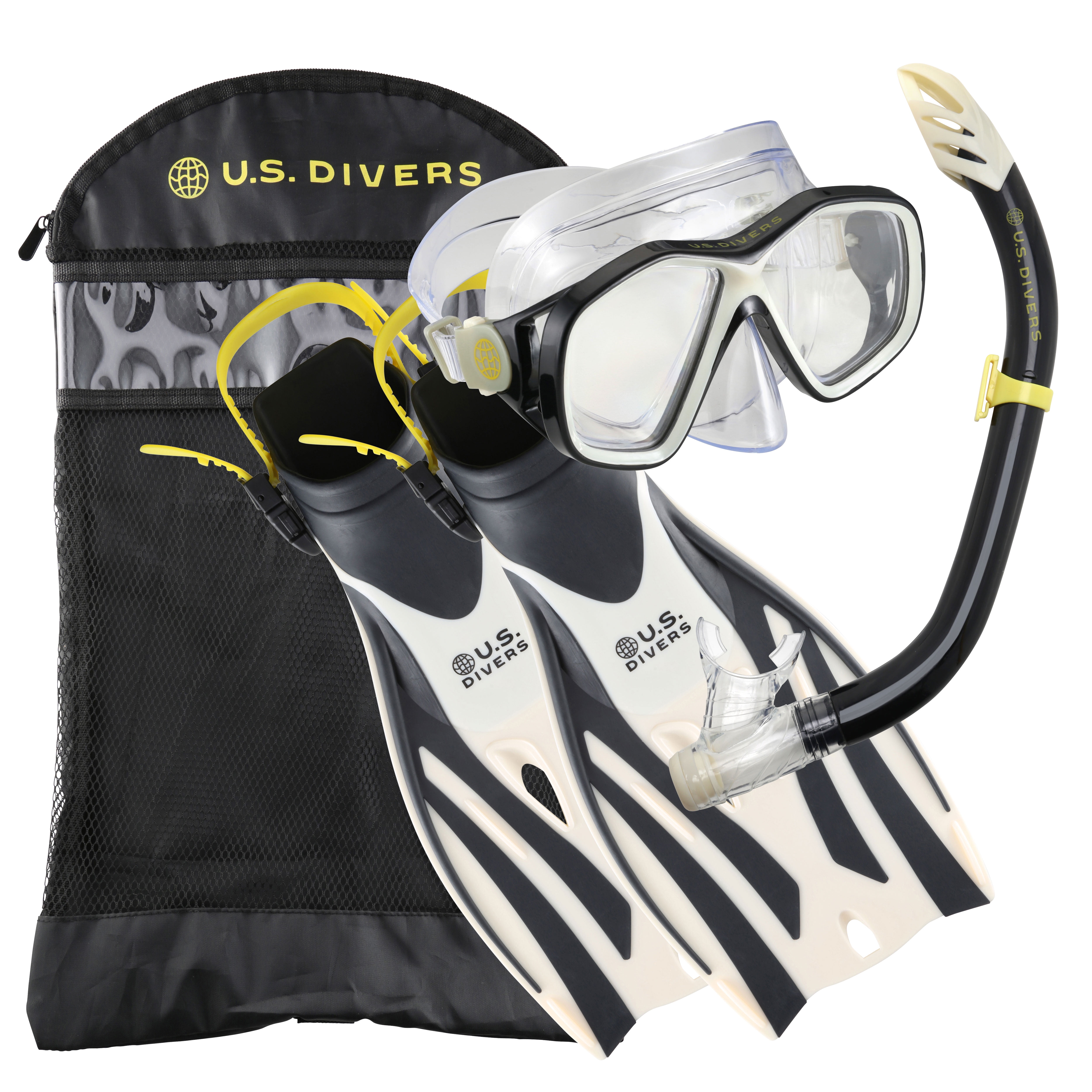 Scrupulous Blikkenslager en kop U.S. Divers Playa Snorkeling Set - Mask, Fins, Snorkel, and Gear Bag  Included - S/M (Sand-Black) - Walmart.com