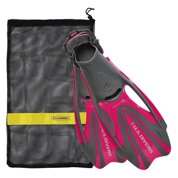 U.S. Divers ProFlex FX Snorkeling Set Size Large Fins with Mesh Bag, Raspberry