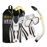 U.S. Divers Redondo DX Mask, Mission Fins, and Padang DX Snorkel Combo Set - Beige/Black - S/M