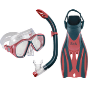 U.S. Divers Redondo DX Mask, Mission Fins, and Padang DX Snorkel Combo Set - Navy/Coral - L/XL
