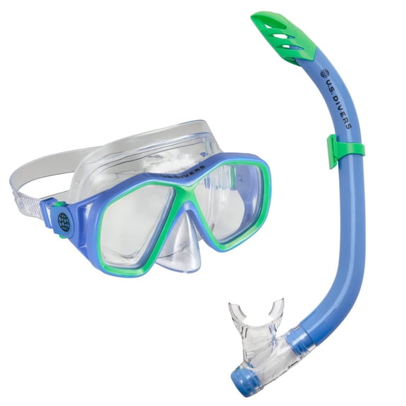 U.S. Divers Redondo DX Snorkeling Mask/Padang DX Snorkel Combo, BLUE/GREEN