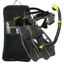 U.S. Divers Sideview Adult Snorkeling Set Black - Mask, Snorkel, Medium Fins and Gear Bag Included