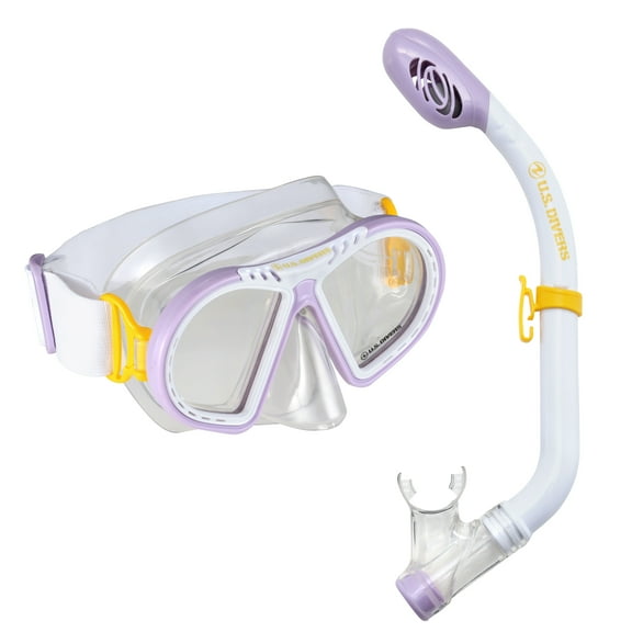 U.S. Divers Toucan Jr Kids Snorkeling Combo Ages 6+ (White & Purple) Mask and Snorkel Included