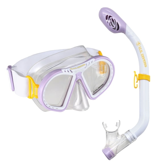 U.S. Divers Toucan Junior Snorkel Combo (White & Purple)
