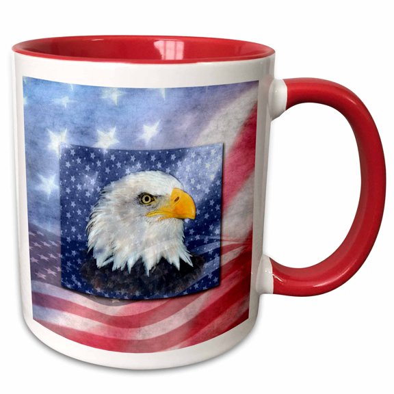 3drose, U.s. Flag and American Eagle, 15oz Two-tone Red Mug