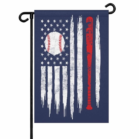 U.S. Flag Baseball Garden Flags for Outside Navy Blue Double Sided Yard Flags Outdoor House Decoration, Small 12X18 Inch,