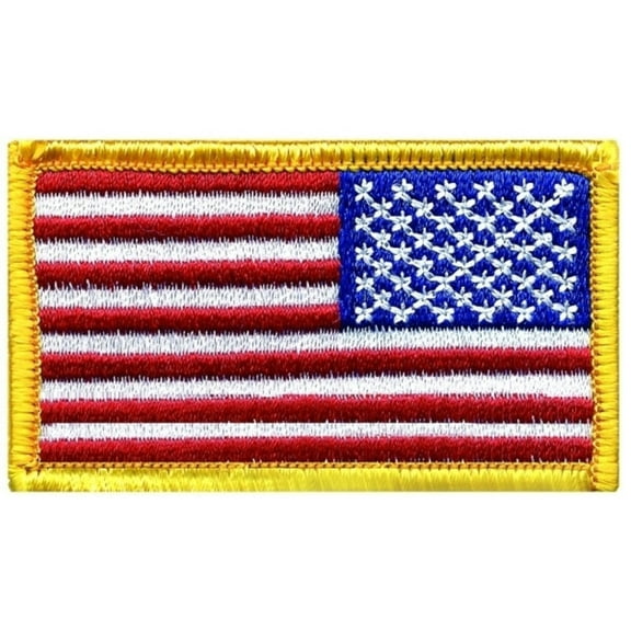 U.S. Flag Patch, Reverse, Medium Gold, 2-1/2x1-1/2