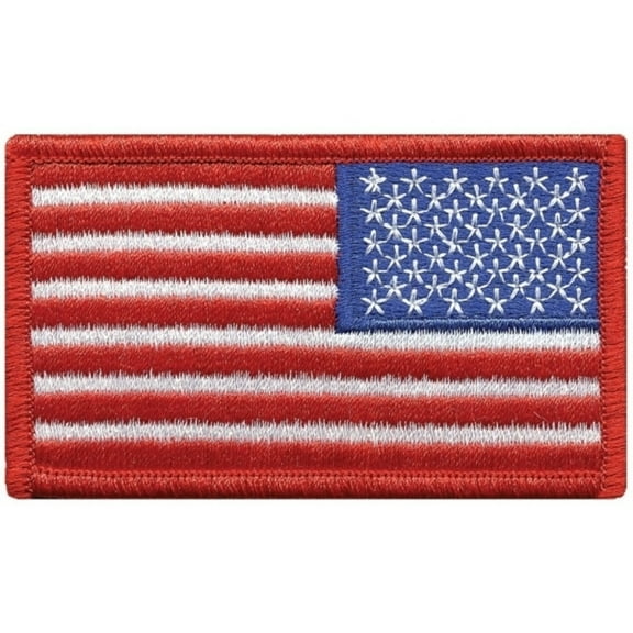 U.S. Flag Patch, Reverse, Red, 3-3/8x2