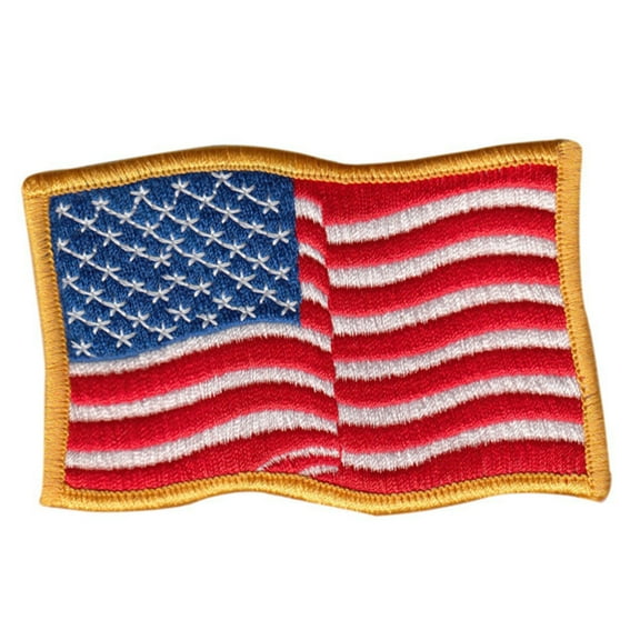 U.S. Flag Patch, Wavy, Medium Gold, 3-1/2x2-1/4