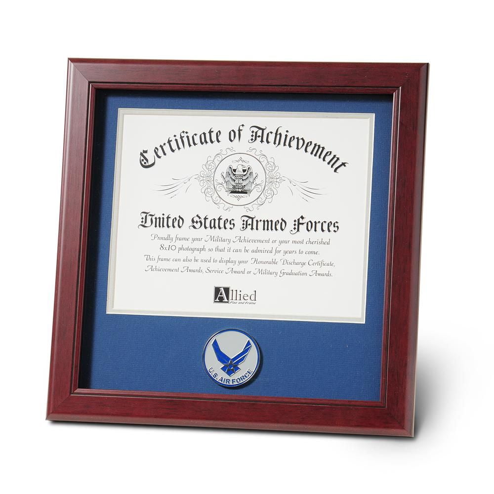 Allied Frame US Air Force Wings Certificate of Achievement Picture Frame with Medallion