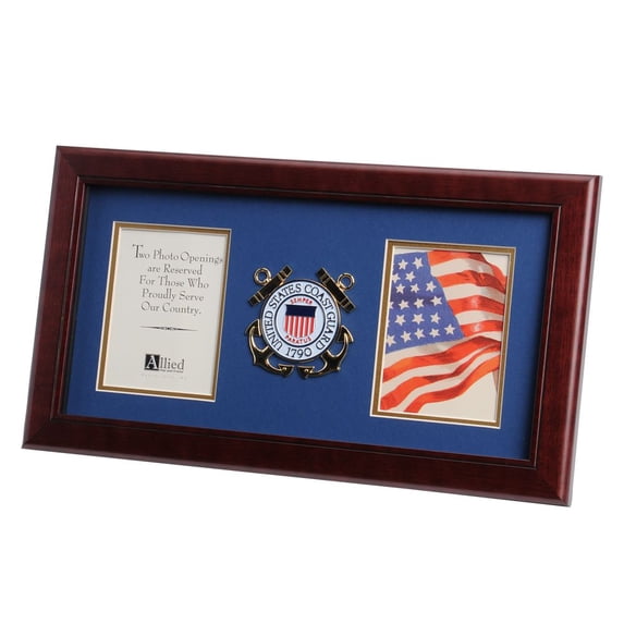 Allied Frame US Coast Guard Medallion Double Picture Frame - Two 4 x 6 Photo Openings
