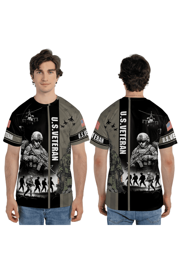 U.S. Flag Veteran 3d T-shirt, Veteran Patriotic Soldier 3D Tee, Pride American Veteran Support All Over Print