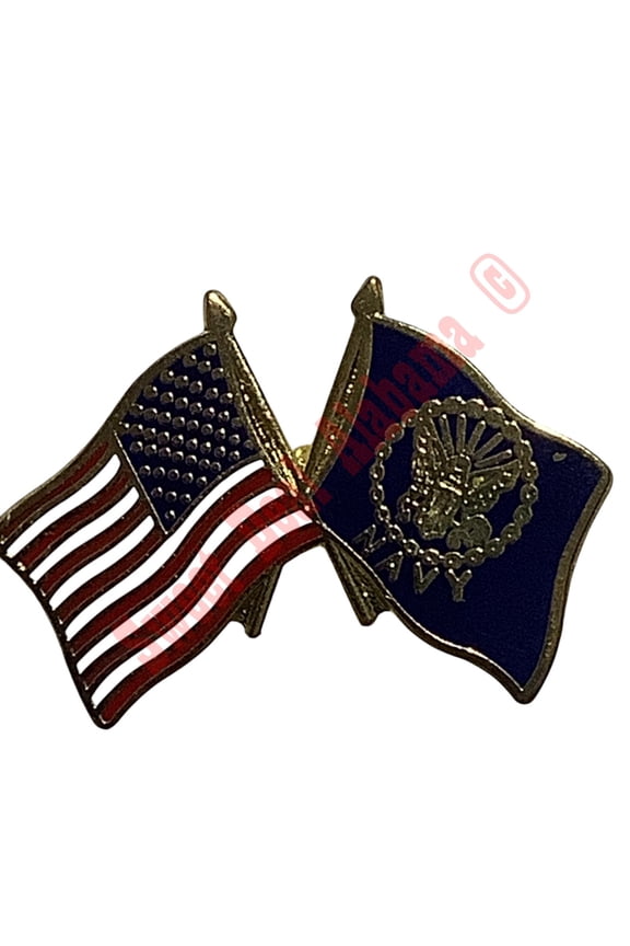 U.S. Flag and U.S. Navy Flag Hat, Lapel or Tie Tack Pin, 13/16"H x 1-1/8"W