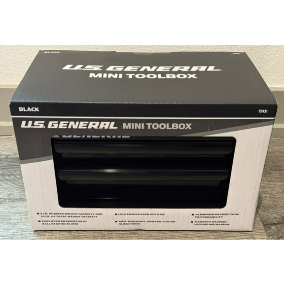 U.S. GENERAL Mini Steel Toolbox, Black