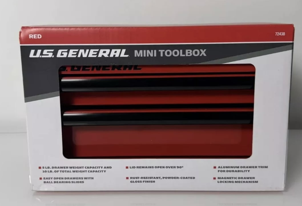 U.S. GENERAL Mini Steel Toolbox Red