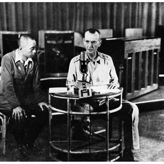 U.S. General Jonathan Wainwright Ordering The Surrender Of American Forces In The Philippines. He Is Supervised By A