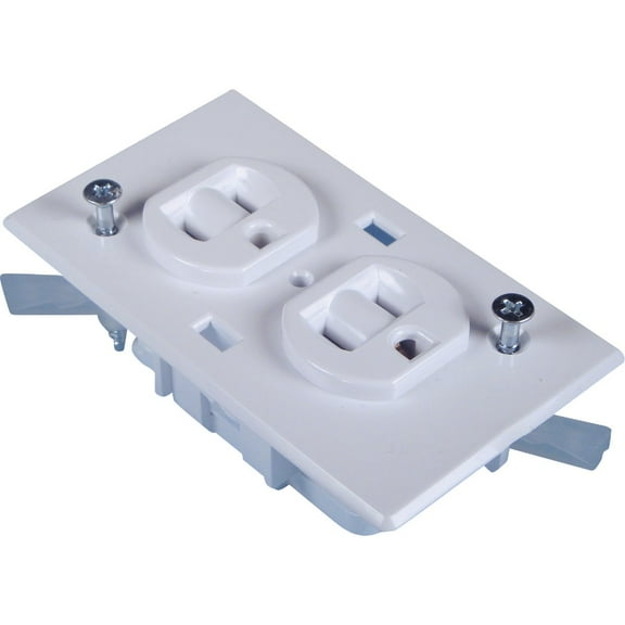 US Hardware Duplex Receptacle E-162C - 20 Amps, 125 V, UL Certified - White — Indoor & Outdoor Use, NEC-Compliant