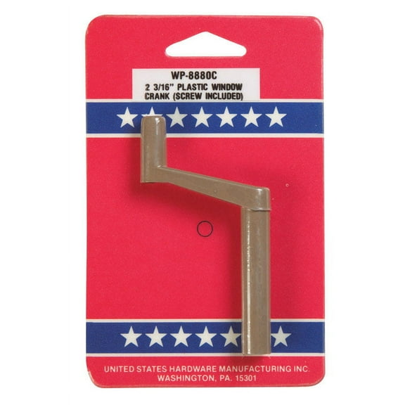 U.S. Hardware Window Crank 5/16" Splines 2-3/16",3" Plastic Brown Incl