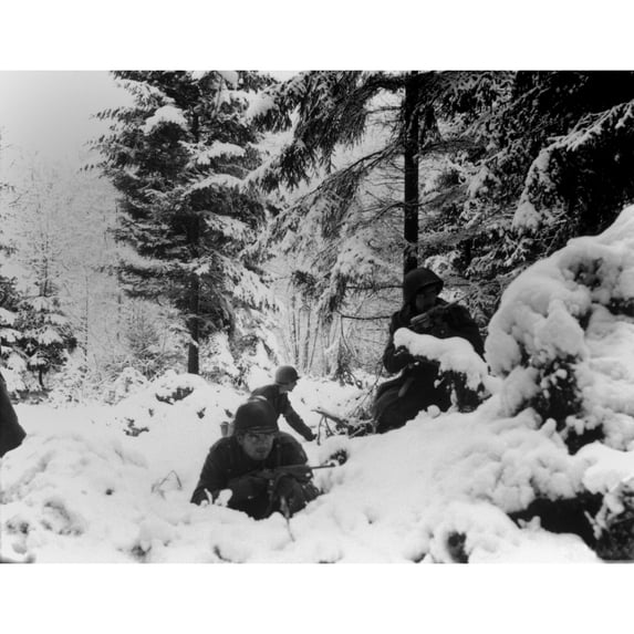U.S. Infantrymen Of The 290Th Regiment Fight In Fresh Snowfall Near Amonines History (24 x 18)