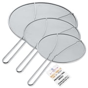 U.S. Kitchen Supply 13, 11.5, 9.5 Stainless Steel Fine Mesh Splatter Screen with Resting Feet Set - Use on Boiling Pots, Frying Pans - Grease and Oil Guard, Safe Cooking Lid - Keep Stove Top Clean