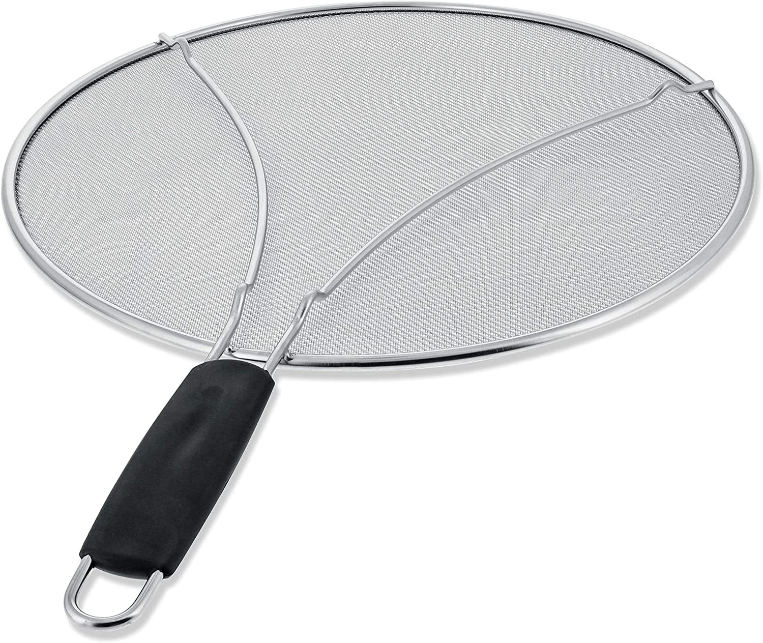 13" Stainless Steel Fine Mesh Splatter Screen with Black Comfort Handle