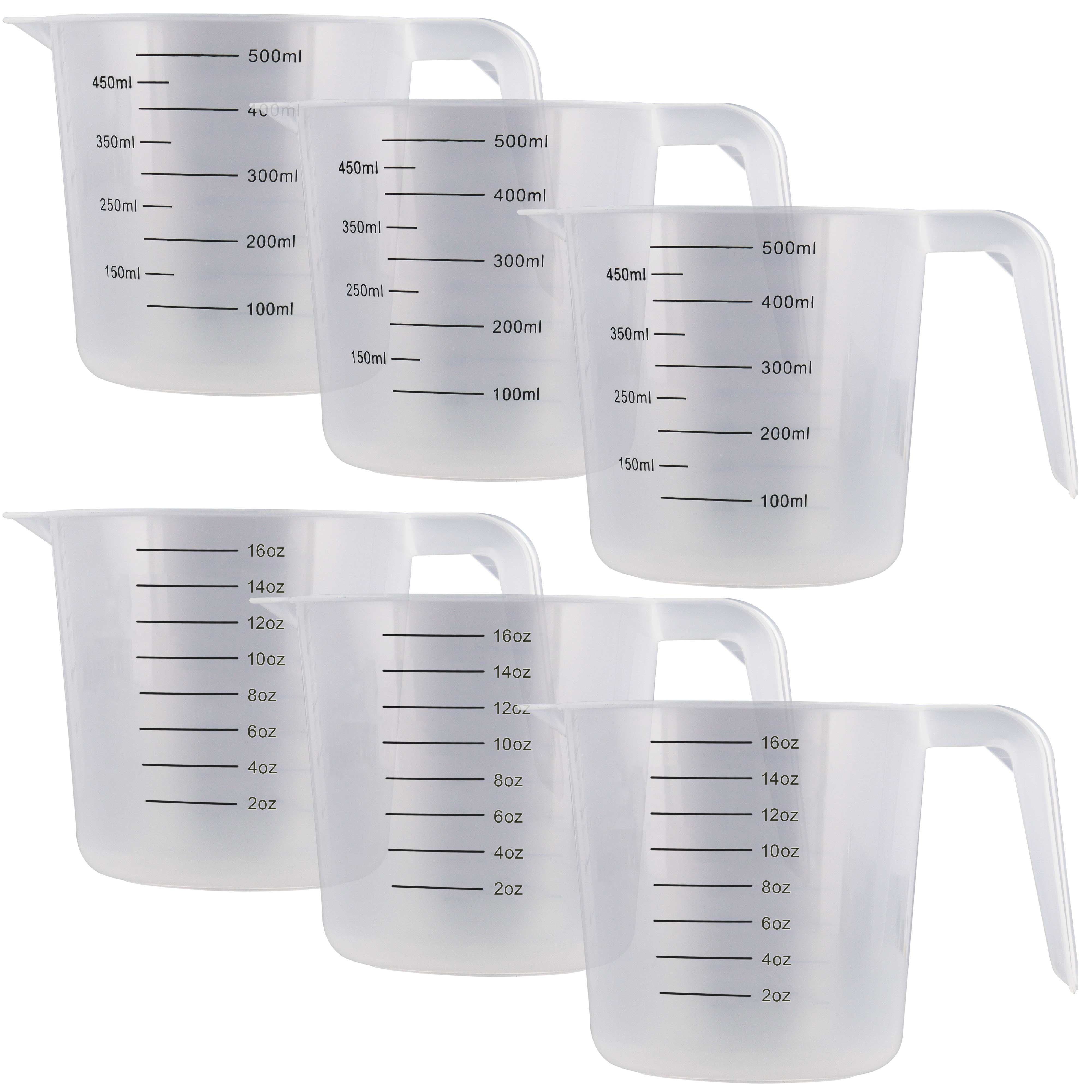 U.S. Kitchen Supply® - 8 oz (250 ml) Plastic Graduated Measuring Cups with  Pitcher Handles (Pack of 6), 1 Cup Capacity, Ounce, ML Markings, Measure