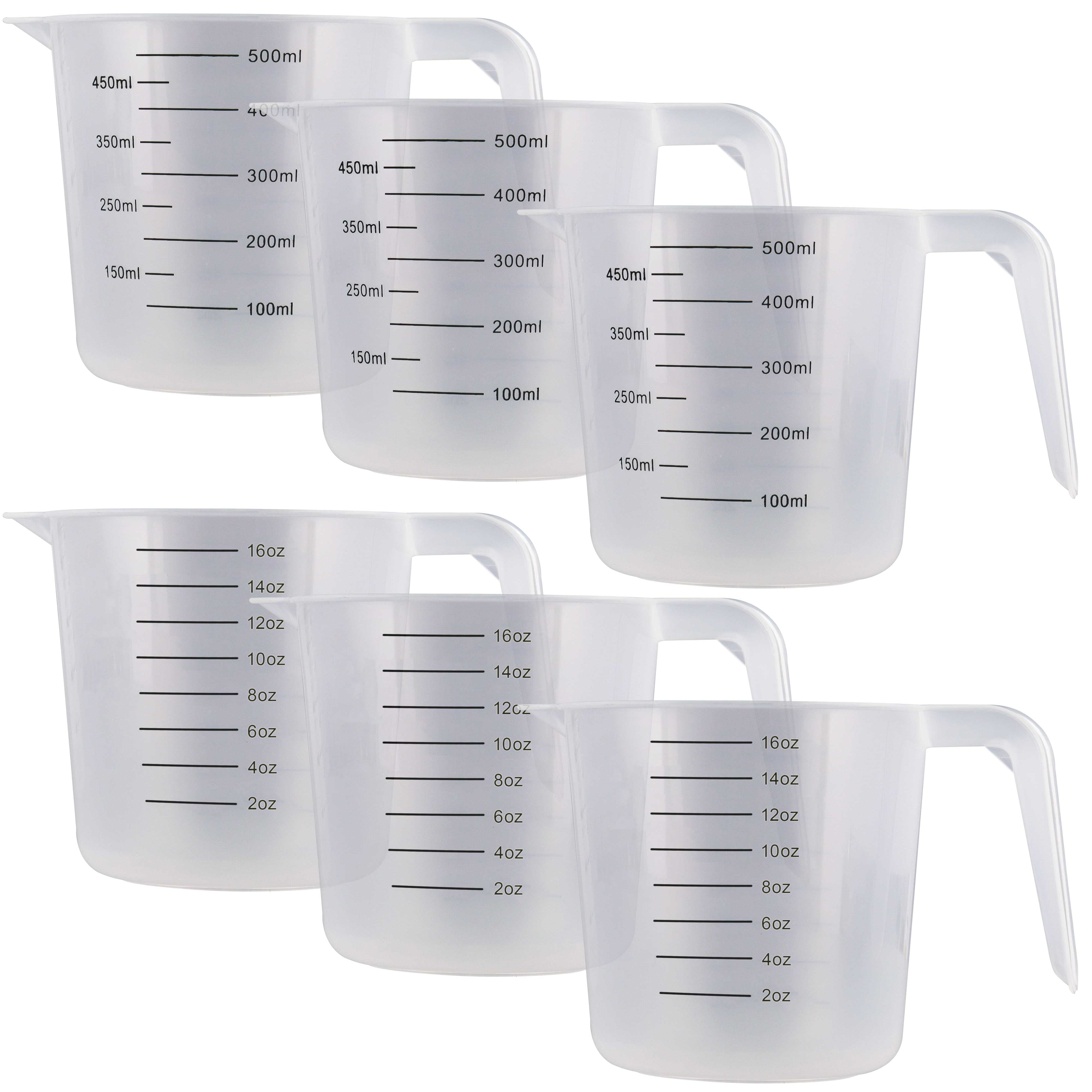 U.S. Kitchen Supply 16 oz (500 ml) Plastic Graduated Measuring Cups