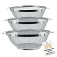 thumbnail image 1 of U.S. Kitchen Supply 3 Piece Colander Set-Stainless Steel Wired Mesh Strainer Baskets with Wide Handles-11"-5 Quart, 9.5", 1 of 7