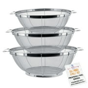 U.S. Kitchen Supply 3 Piece Colander Set-Stainless Steel Wired Mesh Strainer Baskets with Wide Handles-11-5 Quart, 9.5