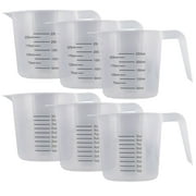 U.S. Kitchen Supply - 8 oz 250 ml Plastic Graduated Measuring Cups with Pitcher Handles Pack of 6 - 1 Cup Capacity, Ounce and ML Cup Markings - Measure & Mix Recipe Ingredients, Flour, Water, Oil