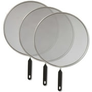 U.S. Kitchen Supply Set of 3 Classic 13 Splatter Screens - Stainless Steel Fine Mesh, Comfort Grip Handles - Use on Boiling Pots Frying Pans - Grease Oil Guard, Safe Cooking Splash Protection Lid