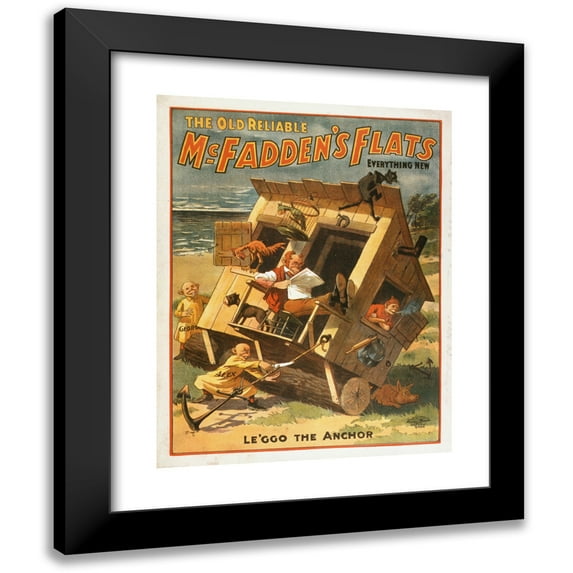 U.S. Lithograph Co. 12x14 Black Modern Framed Museum Art Print Titled - The Old Reliable Mcfadden's Flats Everything New. (1902)