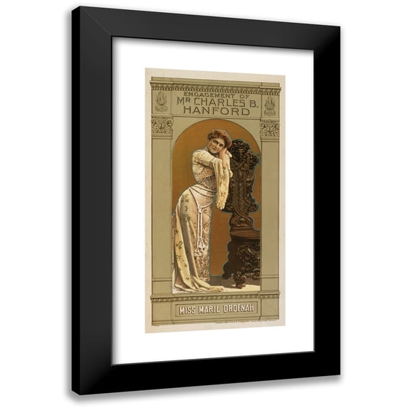 U.S. Lithograph Co. 14x24 Black Modern Framed Museum Art Print Titled - Engagement of Mr. Charles B. Hanford (1906)