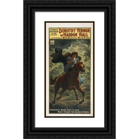 U.S. Lithograph Co. 14x24 Black Ornate Framed Double Matted Museum Art Print Titled: Dorothy Vernon of Haddon Hall (1906)