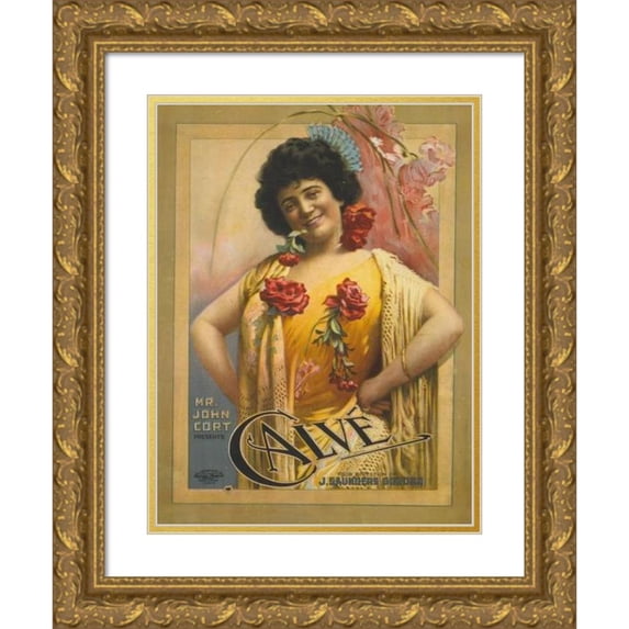 U.S. Lithograph Co. 15x18 Gold Ornate Wood Frame and Double Matted Museum Art Print Titled - Mr. John Cort Presents Calv (1907)