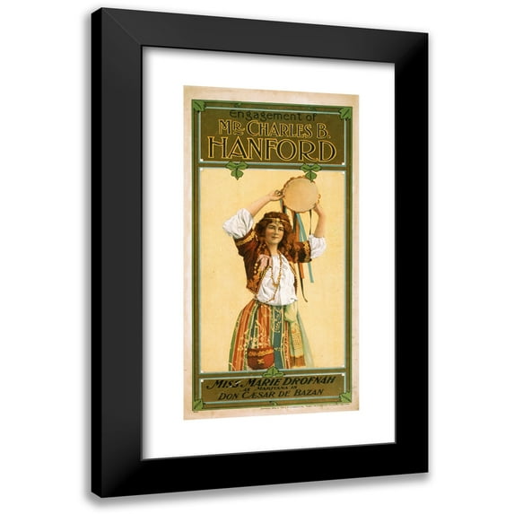 U.S. Lithograph Co. 9x14 Black Modern Framed Museum Art Print Titled - Miss Marie Drofnah as Mariatana in Don Caesar De Bazan (1904)