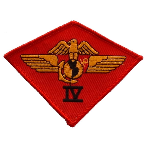 U.S.M.C. 4th Marine Aircraft Wing Patch Red & Yellow 3"