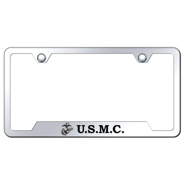 U.S.M.C. Laser Etched Logo Cut-Out License Plate Frame (Chrome)