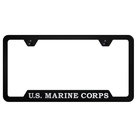 U.S.M.C. Laser Etched Name Cut-Out License Plate Frame (Black)