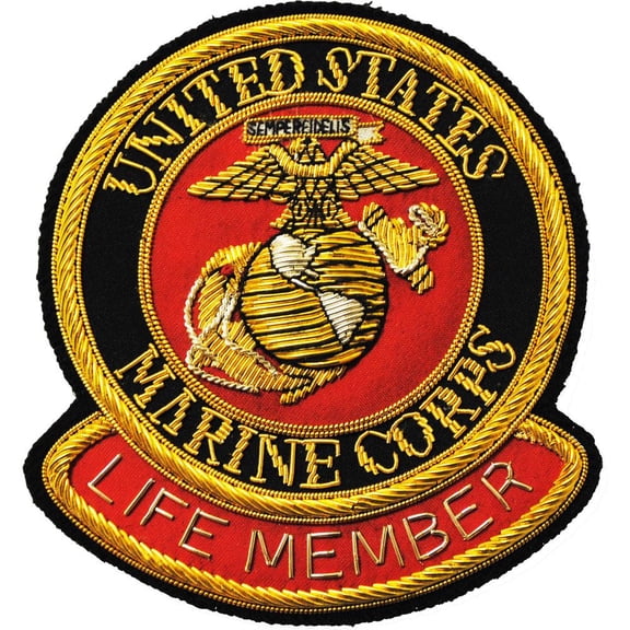 U.S.M.C. Life Member Patch Red & Yellow 4"