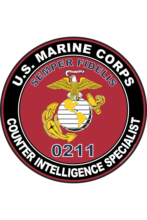 U.S.M.C. MOS 0211 Counter Intelligence Specialist Decal 5.5" - Red