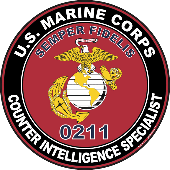 U.S.M.C. MOS 0211 Counter Intelligence Specialist Decal 5.5" - Red
