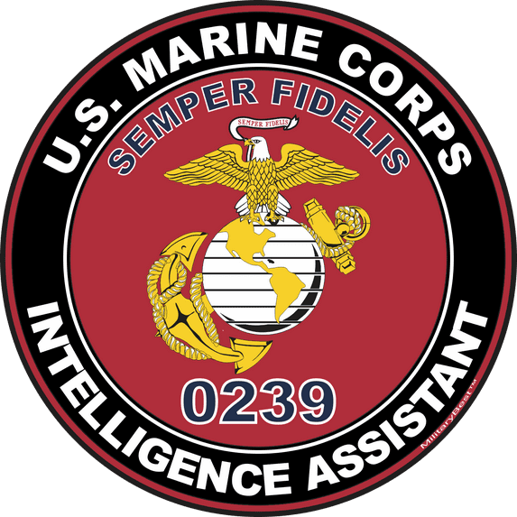 U.S.M.C. MOS 0239 Intelligence Assistant Decal 8" - Red