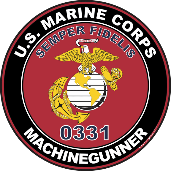 U.S.M.C. MOS 0331 Machinegunner Decal 3.8" - Red