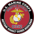 thumbnail image 1 of U.S.M.C. MOS 0352 Antitank Assault Guided Missileman Decal 3.8" - Red, 1 of 1