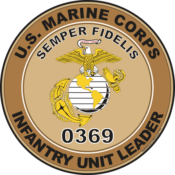 U.S.M.C. MOS 0369 Infantry Unit Leader Decal 8" - Desert Tan